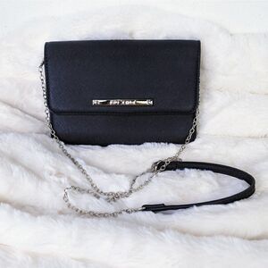 Betsey Johnson Purse Crossbody Clutch Black and Silver Chain